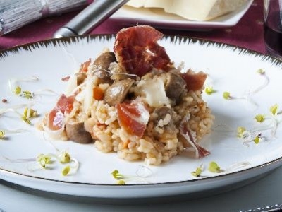 Iberico Schinkenrisotto mit Kastaniensauce